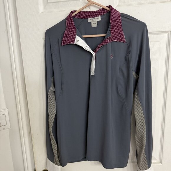 Ariat Pro Series English Show Shirt, gray Long sleeve - Picture 1 of 6